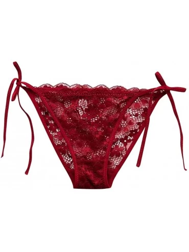Baby Dolls & Chemises Fashion Sexy Lingerie Lace Brief Underpant Sleepwear Underwear Bandage - Wine - CI196N0UT2Y $17.93