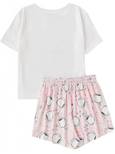 Sets Women Cute Summer Short Sleeve Pajamas Set Printed Tee and Shorts Sleepwear Loungewear Pjs Set - Color2 - CC1908KOZDO $2...