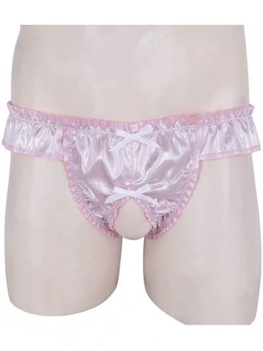 Bikinis Men's Underwear Sissy Maid Ruffled Bowknot Panties Low Rise Bikini Briefs - Bikini Pink - CH18L7DSRM7 $12.16
