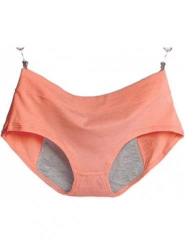 Panties 3Pcs Women Menstrual Period Briefs Leakproof Panties Postpartum Bleeding Underwear - Orange - CG187TN3IWX $31.53