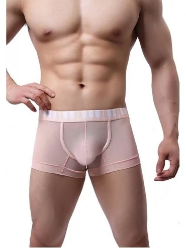 Boxer Briefs Mens Underwear Fine Mesh Boxer Breifs with Piano Key Waist Shorts - Skin Colour - CV185A30DK4 $10.36