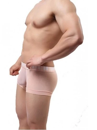 Boxer Briefs Mens Underwear Fine Mesh Boxer Breifs with Piano Key Waist Shorts - Skin Colour - CV185A30DK4 $10.36