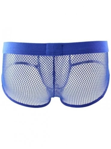Briefs Men Fashion See-Through Underwear Transparent Soft Sheer Mesh Underpants Briefs - Blue - CR18WCINKXO $12.47