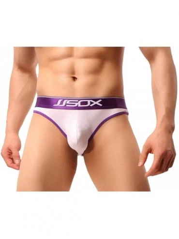 Briefs Men's Sexy Thong Underwear Low Rise Bulge Pouch Bikini Briefs - 19 - CB1800E8T02 $25.97
