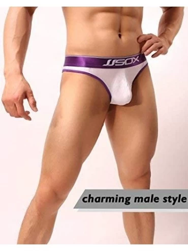 Briefs Men's Sexy Thong Underwear Low Rise Bulge Pouch Bikini Briefs - 19 - CB1800E8T02 $13.83