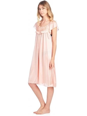 Nightgowns & Sleepshirts Women's Cap Sleeve Flower Silky Tricot Nightgown - Orange - CG12CMS4A7R $17.22