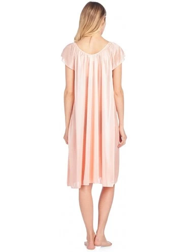 Nightgowns & Sleepshirts Women's Cap Sleeve Flower Silky Tricot Nightgown - Orange - CG12CMS4A7R $17.22