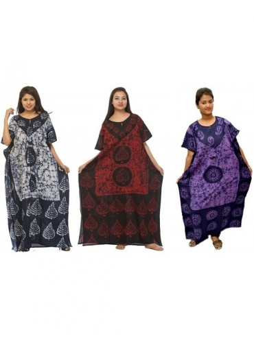 Nightgowns & Sleepshirts Cotton Caftan/Kaftan Combo 3 Dress Long Maxi Gown Beach Cover Up One Size - Combo-116 - CG18O2G7MQ0 ...