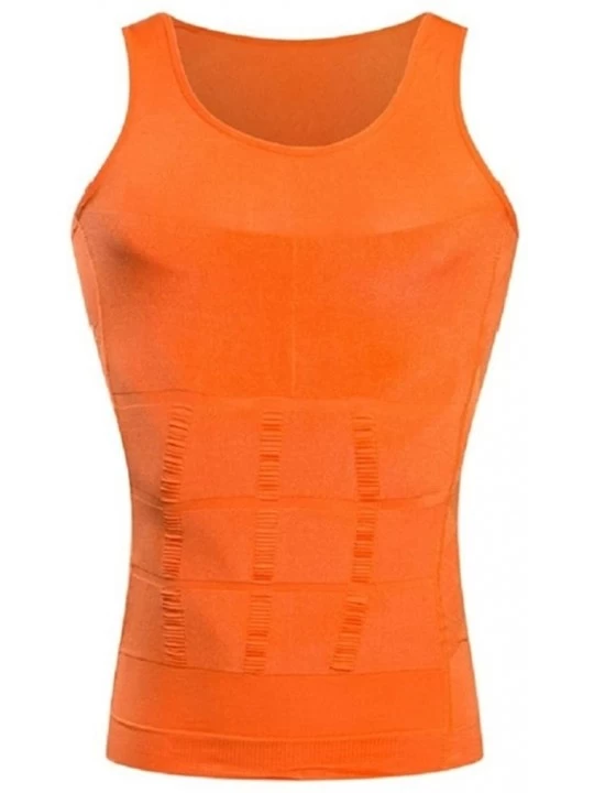 Shapewear Valentina Mens Slimming Compression Shirt Slim Fit Back Support Shapewear Hot Comfortable Bodyshaper - Orange - CR1...