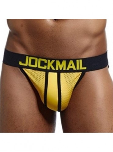 G-Strings & Thongs Mesh Men's Jockstraps for Gay Men Underwear Sexy Men Underwear Mens Thong Underwear - Yellow - CQ18I6GDW98...