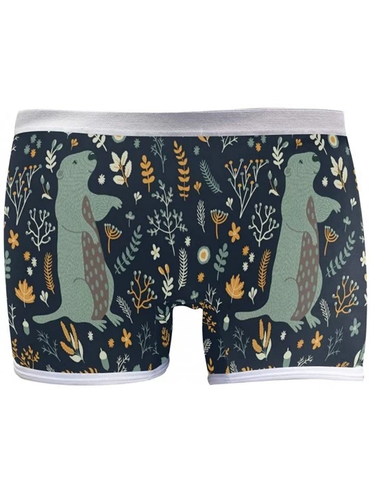 Panties Women's Soft Boy Short Neon Splatter Boxer Brief Panties - Cute Marmot and Floral - CG18T74RDA2 $13.48