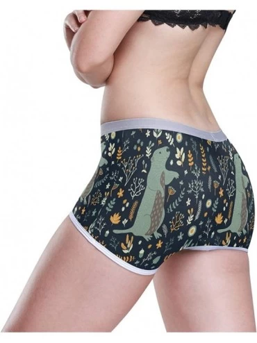 Panties Women's Soft Boy Short Neon Splatter Boxer Brief Panties - Cute Marmot and Floral - CG18T74RDA2 $13.48