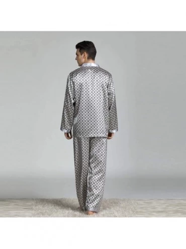 Sleep Sets Men's Home Service Pajamas Suit Long-Sleeved Printed Foreign Trade Sets - Black - CG194CW2ERT $19.76
