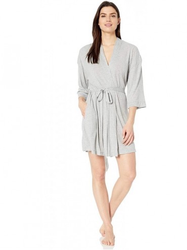 Robes Women's Soft Kimono Robe Pajama Lounge Bathrobe Pj - Light Heather Grey - C918LM3XUCY $71.42