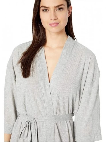 Robes Women's Soft Kimono Robe Pajama Lounge Bathrobe Pj - Light Heather Grey - C918LM3XUCY $38.09