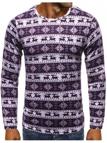 Shapewear Mens Ugly Christmas Sweater Slim Comfortably Long Sleeve Crewneck Pullover - Purple - CO18ZY32HGO $30.95