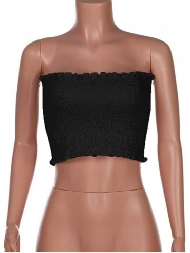 Camisoles & Tanks Women Strapless Elastic Boob Bandeau Tube Tops Bra Lingerie Breast Wrap - A-black - C81890KE89N $8.06