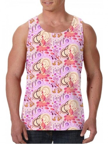 Undershirts Men's Sleeveless Undershirt Summer Sweat Shirt Beachwear - Beauty Birds - Black - CR19CIYNLE9 $38.04
