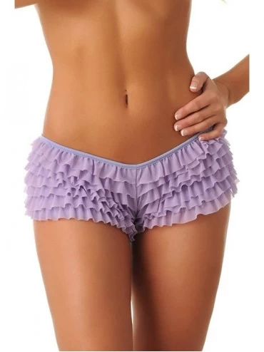 Panties Sexy Boy Short Panties for Women with Ruffles and Bow - Lilac - C318X6RZ5CQ $11.78