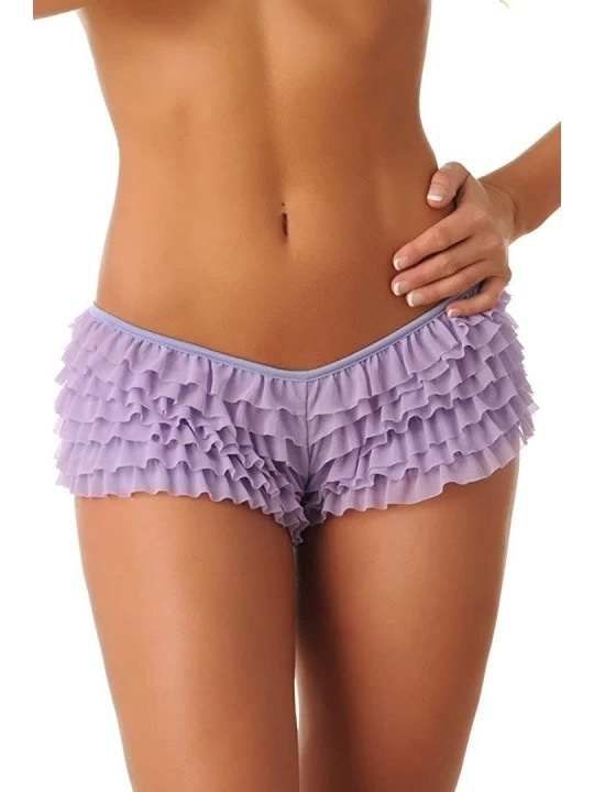 Panties Sexy Boy Short Panties for Women with Ruffles and Bow - Lilac - C318X6RZ5CQ $11.78