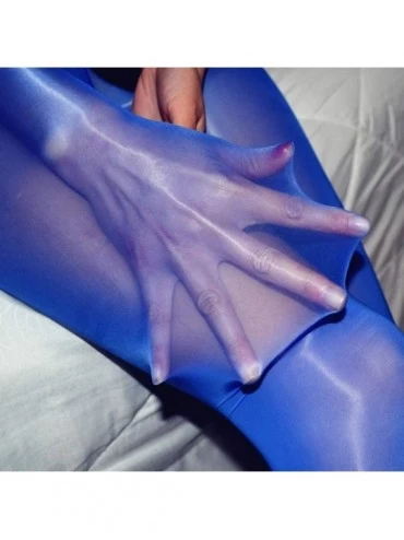 Trunks Men's Sexy Shiny Glossy Pantyhose Bodystocking Tights Sheer Nylon Sheath Underwear - Blue(with Pouch) - CY18ZC0A6D8 $1...
