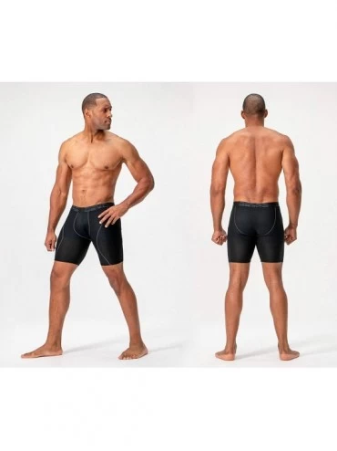 Boxer Briefs Men's Perfomance Cool Dry Mesh Underwear Boxer Trunk 9-inch Brief (3 Pack) - Black / Black / Black - C418SAQW8MX...