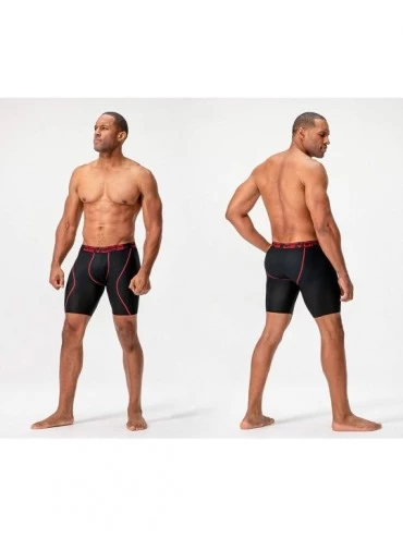 Boxer Briefs Men's Perfomance Cool Dry Mesh Underwear Boxer Trunk 9-inch Brief (3 Pack) - Black / Black / Black - C418SAQW8MX...