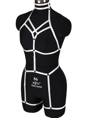 Garters & Garter Belts Women's Lingerie cage Set Full Body Harness Bra Garter Punk Gothic Belt Festival Rave Stretchy Fabric ...
