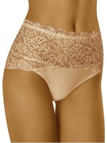 Panties Women's Lace high Waist Briefs WB414 - Beige - CR18EOASY4R $69.05