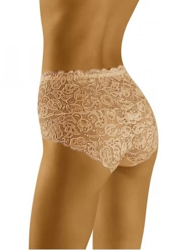 Panties Women's Lace high Waist Briefs WB414 - Beige - CR18EOASY4R $35.43