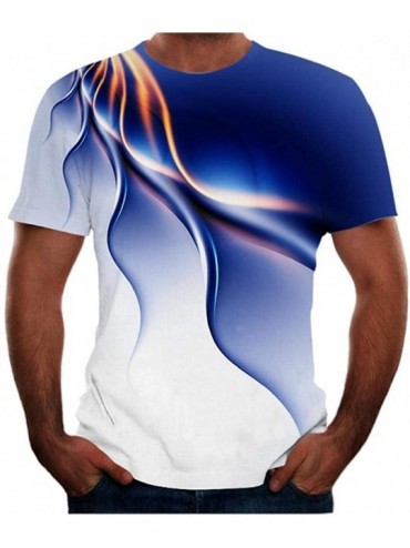 Thermal Underwear Trendy Short-Sleeved T-Shirt Men and Women Streetwear T-Shirt Men - Blue - C319DS9RQ7K $59.03