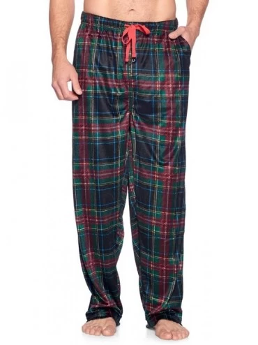 Sleep Bottoms Men's Mink Fleece Sleep Lounge Pajama Pants - Black Stewart Plaid - CL18E4EM25E $36.55