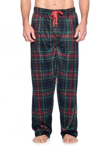 Sleep Bottoms Men's Mink Fleece Sleep Lounge Pajama Pants - Black Stewart Plaid - CL18E4EM25E $21.93