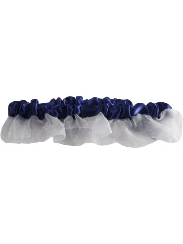 Garters & Garter Belts Bridal Garter with Transparent Tulle Skirt- Pearls and Blue Ribbon - CB182AHAHD6 $19.82