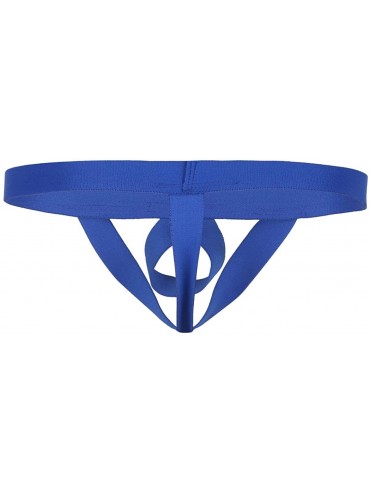 G-Strings & Thongs Men's Sexy Hollow Out Low Rise Stretchy Jockstrap G-String Thong T-Back Tanga Underwear - Navy Blue - C219...