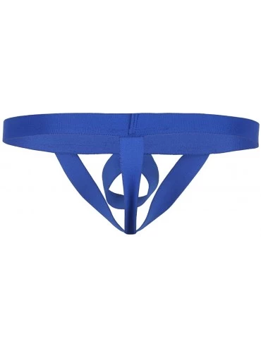 G-Strings & Thongs Men's Sexy Hollow Out Low Rise Stretchy Jockstrap G-String Thong T-Back Tanga Underwear - Navy Blue - C219...
