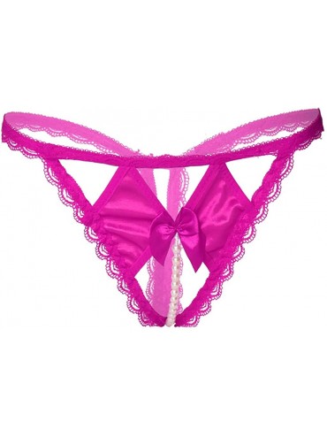 Sets Sexy Pendant Pearl G String Women Panties Low Waist Thongs Underwear Erotic Panties - Hot Pink - CV194W4IQGA $21.48