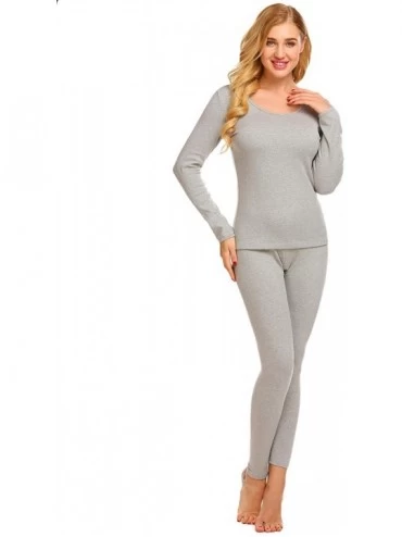 Sets Thermal Underwear Long Fleece Lined Winter Base Layering Set for Women - 7875-grey - C1186TYR5N3 $44.64