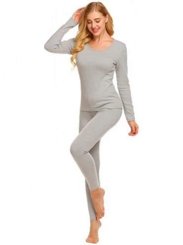 Sets Thermal Underwear Long Fleece Lined Winter Base Layering Set for Women - 7875-grey - C1186TYR5N3 $23.21