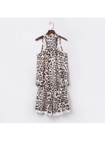 Sets Short Set for Women 2 PieceTie Dye/Leopard Tank Tops Pocket Drawstring Pajamas Set Loungewear Sleepwear Sets Brown - CI1...