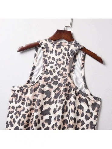 Sets Short Set for Women 2 PieceTie Dye/Leopard Tank Tops Pocket Drawstring Pajamas Set Loungewear Sleepwear Sets Brown - CI1...