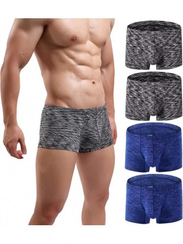 Briefs Men's Underwear Boxer Briefs Breathable Bulge Pouch Underpants Low Rise Elastic - A32 Black 2 Blue - CK18T0N6QRM $26.93