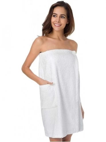 Robes Women's Towel Wrap Bathrobe- Bamboo Cotton Spa Towels Robe with Adjustable Closure- Gym and Shower - White - CA18R39NR2...