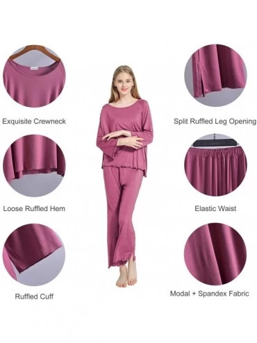 Sets Womens Pajamas Set Long Sleeve Sleepwear Breathable 2 Piece Soft Modal Loungewear Nightwear Shirt&Pants - Pjs A-korea Pu...