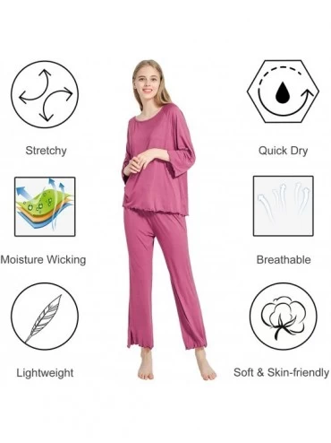 Sets Womens Pajamas Set Long Sleeve Sleepwear Breathable 2 Piece Soft Modal Loungewear Nightwear Shirt&Pants - Pjs A-korea Pu...