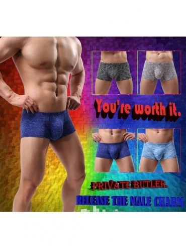Briefs Men's Underwear Boxer Briefs Breathable Bulge Pouch Underpants Low Rise Elastic - A32 Black 2 Blue - CK18T0N6QRM $26.93