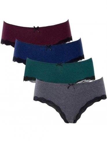 Panties Women's Panties Cotton Underwear Lace Trim Bikini Briefs Pack of 4 - Dark Pack of 4 - C418G3WSO64 $31.74