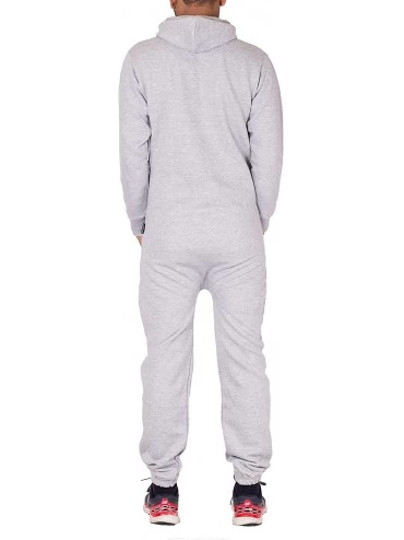 Sleep Sets Mens Hoodie Jumpsuit Onesie One Piece Pajamas - Plain Grey - C812NTM3SOX $30.75
