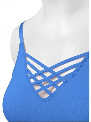 Bras Women's Workout Seamless Strappy Bralette Exercise Adjustable Straps Tops - 102-blue Mist - CM18RHK6M58 $8.78