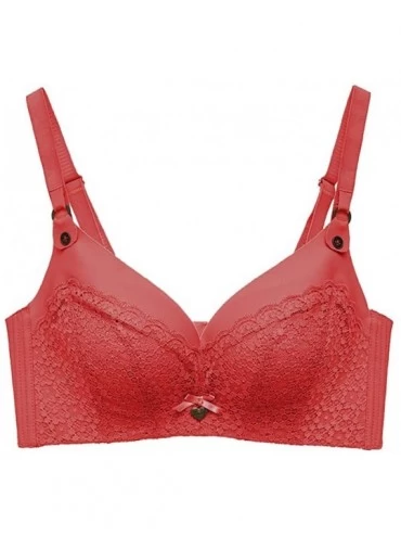 Bras Woman Sexy Bra Without Steel Rings Sexy Thickening Bra Lace Lingerie Underwear - Wine - CQ18ZQR2QUZ $35.88
